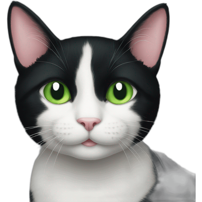 happy tuxedo cat green eye whole body emoji