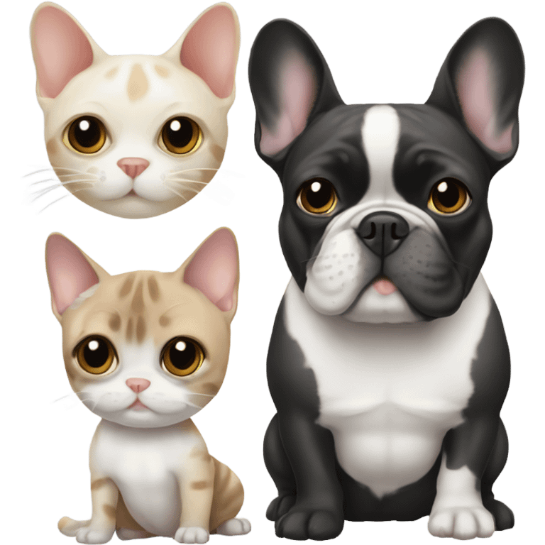 French bulldog and cat emoji