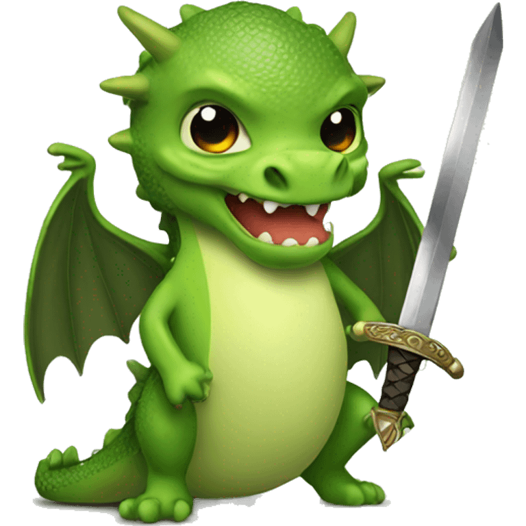 avocado faced dragon with sword emoji