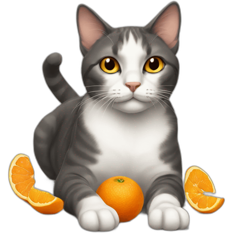 cat with oranges in paws emoji