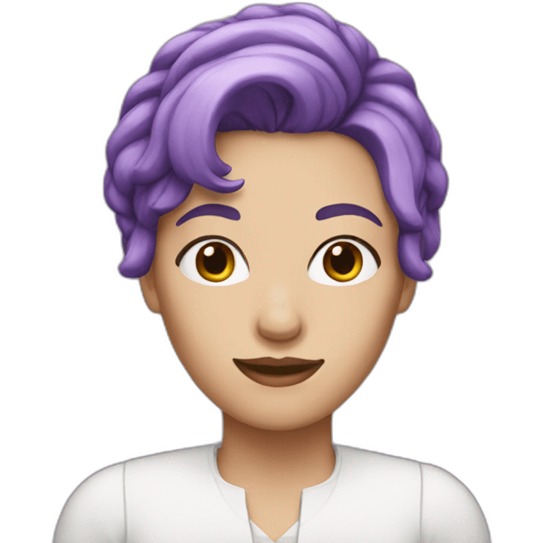 white woman with medium purple hair emoji