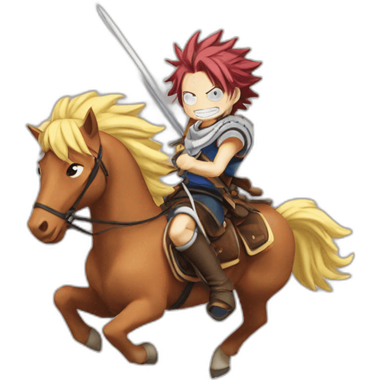 natsu from fairy tail anime riding a horse emoji