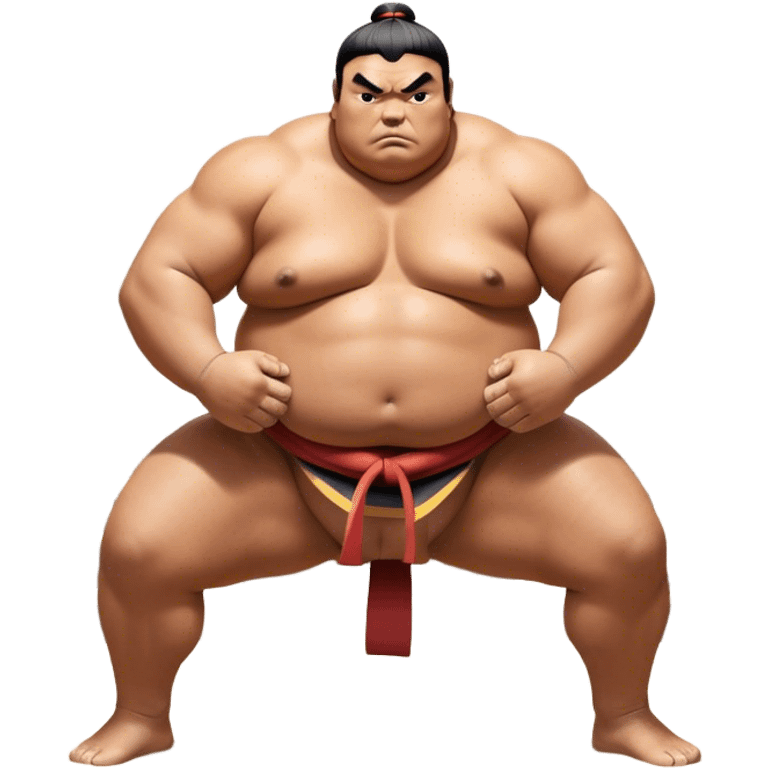 Sumo Wrestling – Cinematic Realistic Sumo Wrestling Scene, featuring a powerful sumo wrestler in traditional mawashi engaged in an intense bout on a sandy dohyo, muscles tensed and sweat glistening under dramatic arena lighting, capturing the raw energy and tradition of the sport. emoji