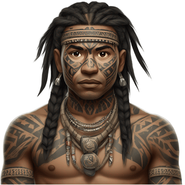 tribal warrior with tribal body tattoo emoji