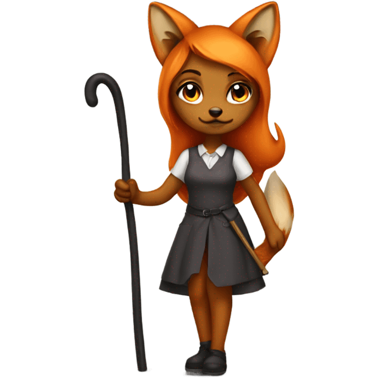 fox girl with a cane in her hand emoji