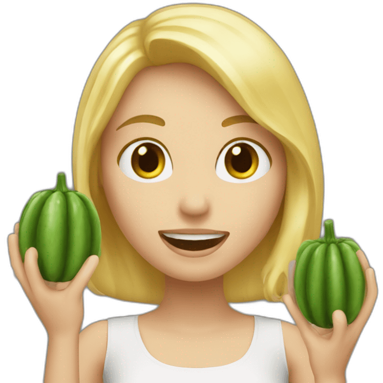 blond girl throwing a cucumbe emoji