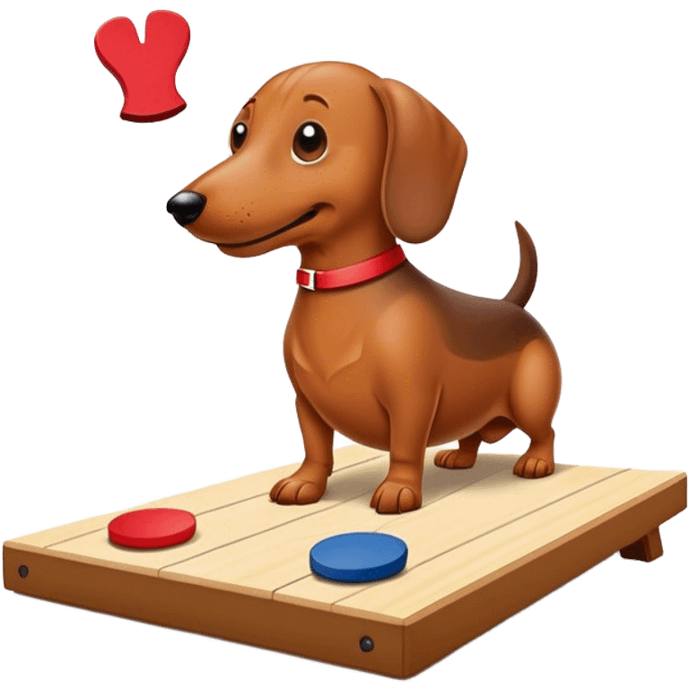 Wiener dog playing cornhole emoji