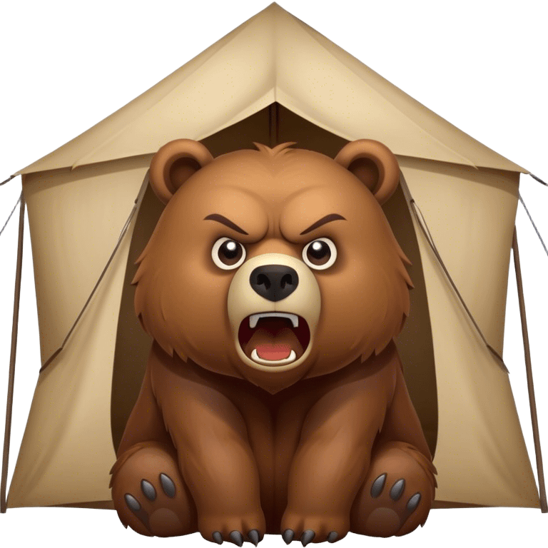 angry grizzly bear growing at a tent emoji