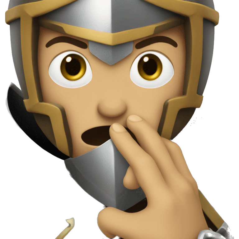 knight holding finger over mouth shh people  emoji