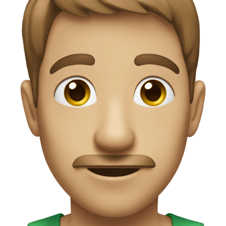 emoji tête chauve avec yeux marron et vert emoji