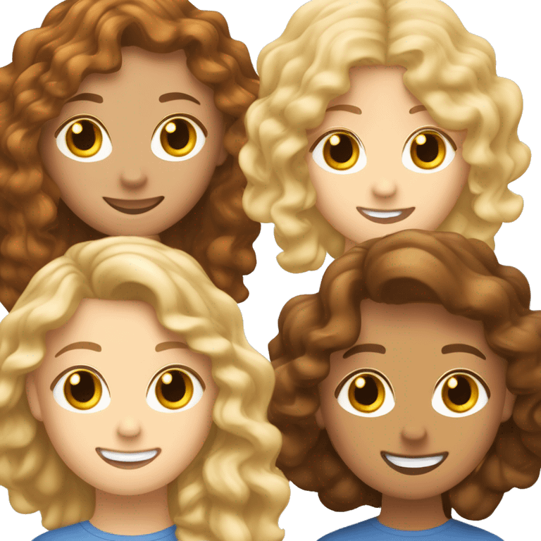 Drei Freundinnen eine mit blonden mittellangen Haar eine mit braunen welligen haaren und eine mit braunen lockigen haaren  emoji