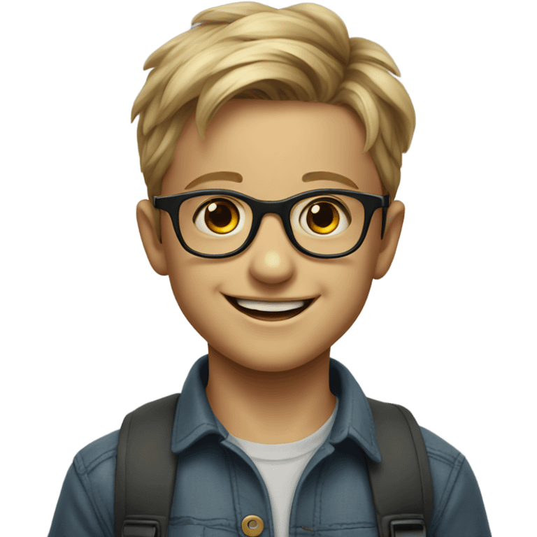 smiling boy in glasses portrait emoji