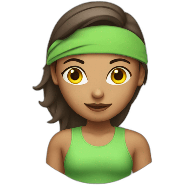 Female fitness instructor with a green headband emoji