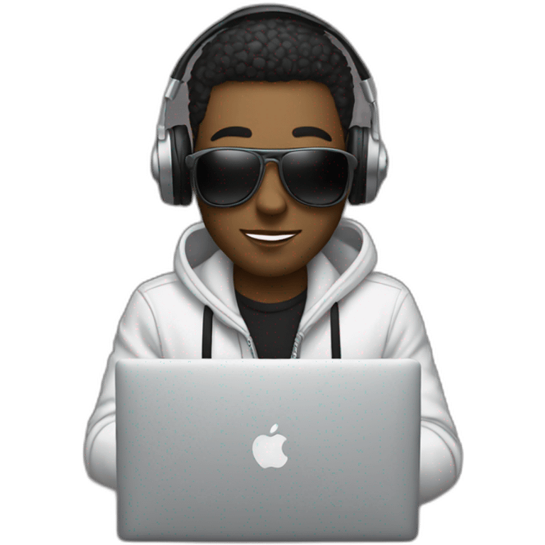 White Music producer with a macbook  emoji