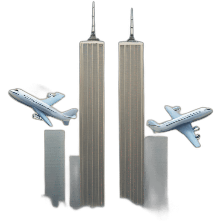 Twin towers with a plane going for it emoji