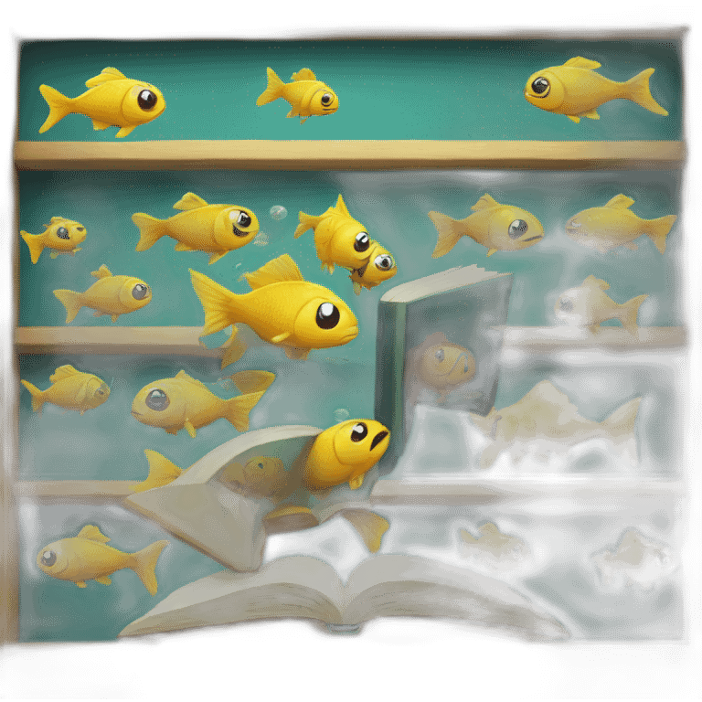 School of fish reading books emoji