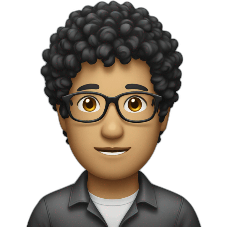 software developer with glasses and black curly hair emoji