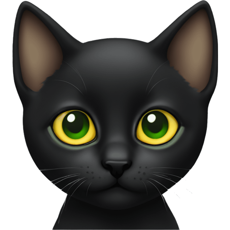 Black kitten with green and yellow center heterocromia  emoji