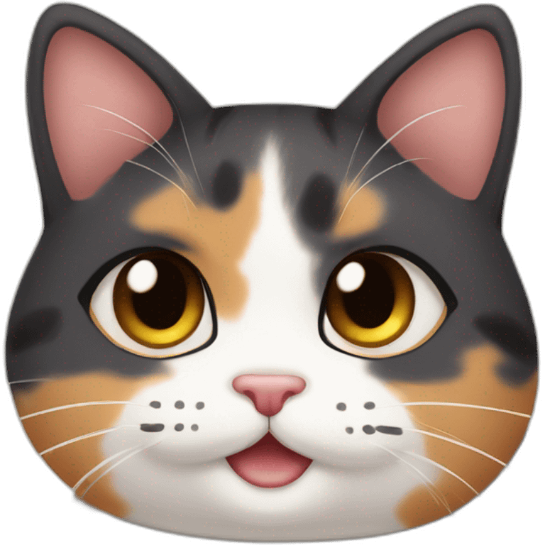 cute calico cat with chubby cheeks emoji