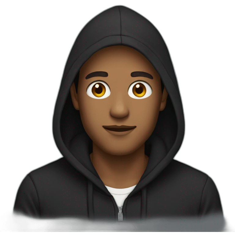 A man wearing black hoodie  emoji