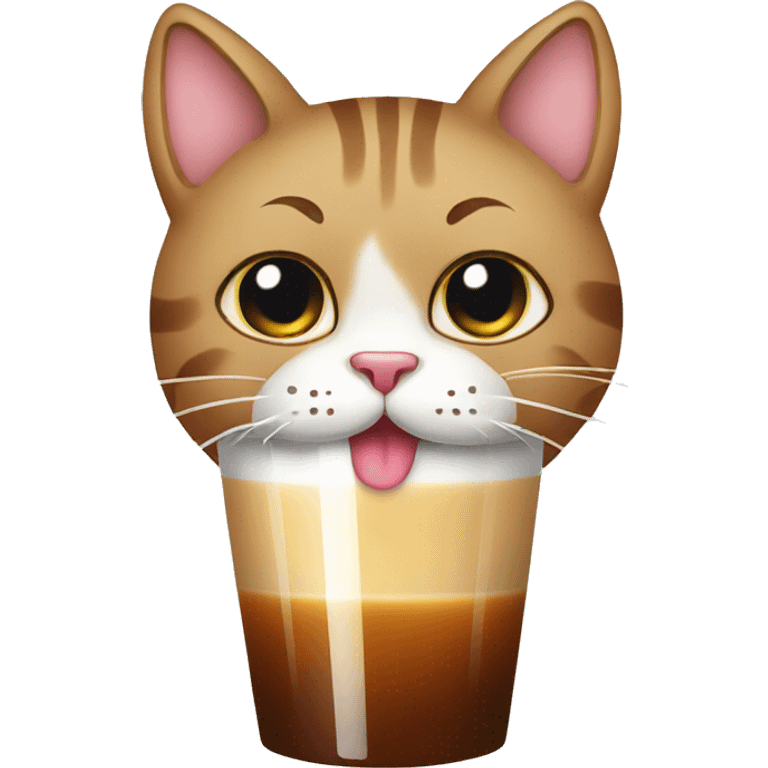 Cat drinking cold coffee emoji