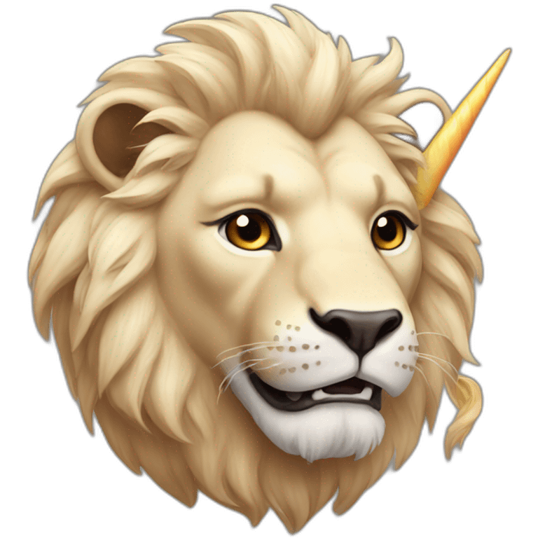 Lion with a tiny unicorn horn emoji