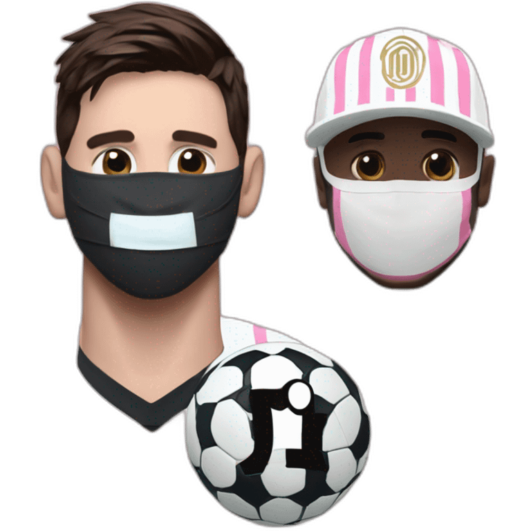 Messi with a face mask and Inter Miami uniform and number 10 emoji