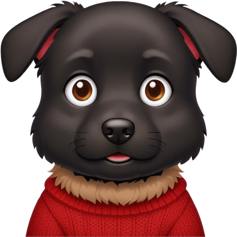 Black dog in a red sweater emoji