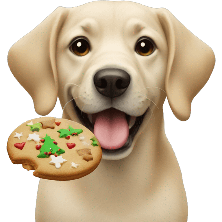 Dog eating christmas cookie emoji