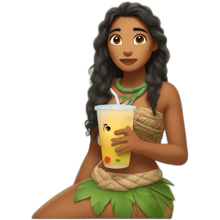 moana drinking boba emoji