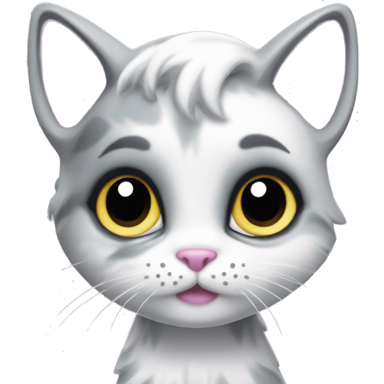 ethereal cute white and grey cat littlest pet shop lisa frank style emoji