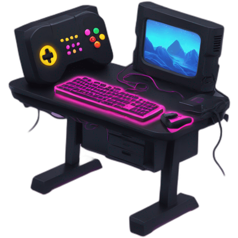 gamer setup neon emoji