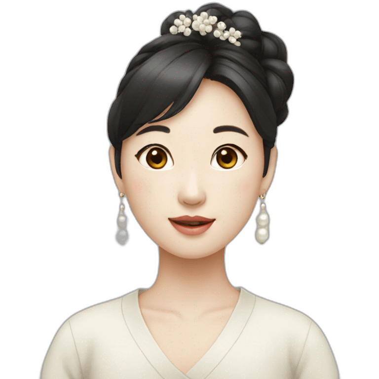 Korean girl wearing pearl earrings  emoji