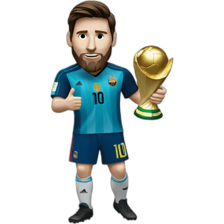 Lionel Messi holding World cup Trophy emoji