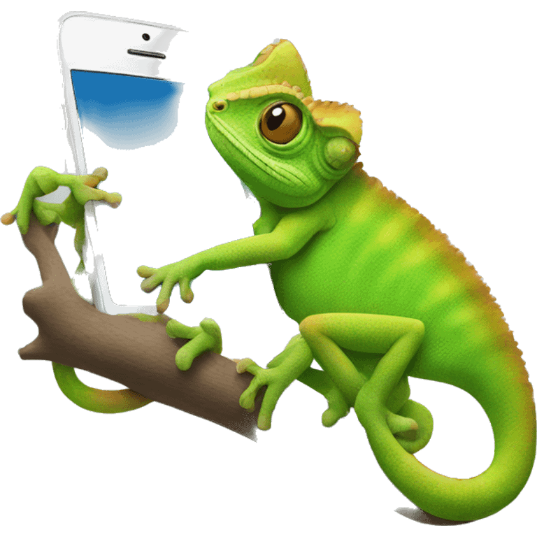 Chameleon using an iPhone emoji