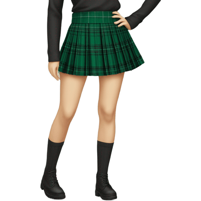 Green tartan pleated mini skirt, isolated emoji