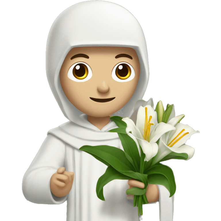 Petrarch holds a white lily in his hand emoji