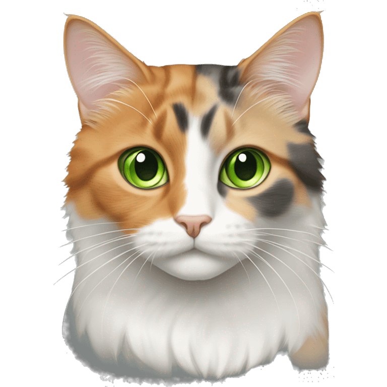 dilute orange and grey calico cat with green eyes emoji