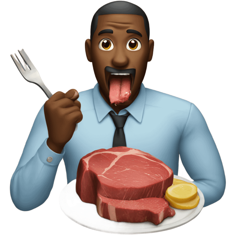 Man eating a big steak  emoji