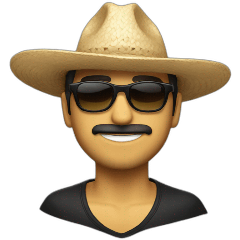 chico rubio con lentes geniales y sombrero negro  emoji