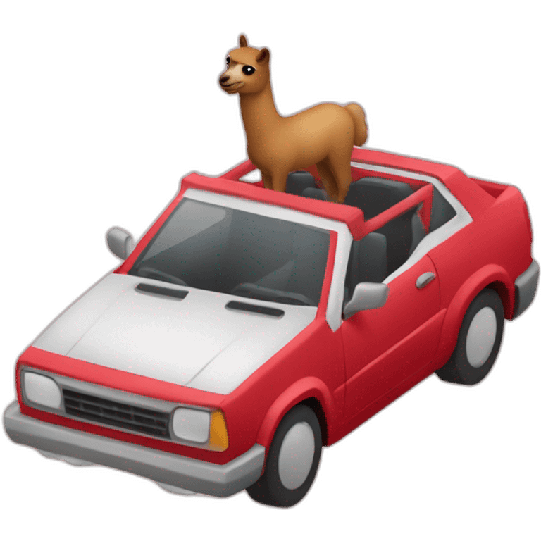 Lama dans une voiture de sport emoji