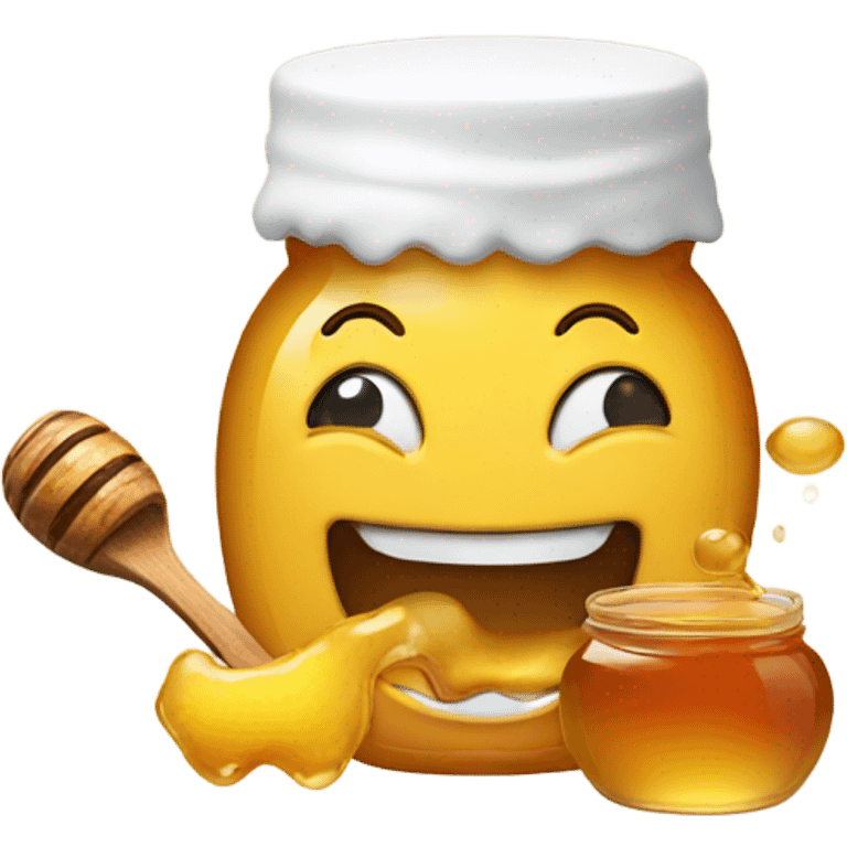 emoji smiling and eating honey emoji