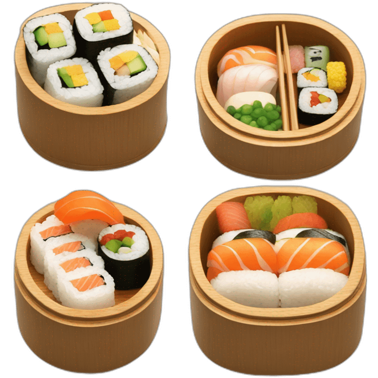 sushi bento wooden box emoji