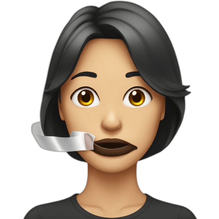 Woman tape mouth emoji