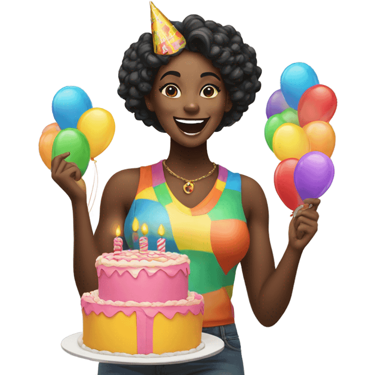 Black lady birthday  emoji