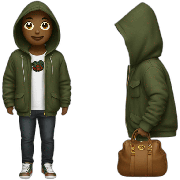 hooded with a Gucci bag emoji