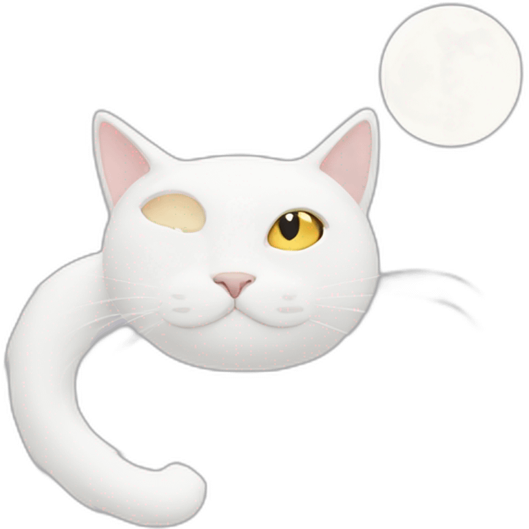 white cat minimal moon emoji