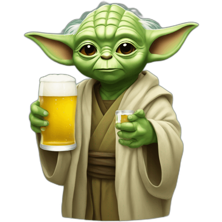 Yoda drinking a beer emoji