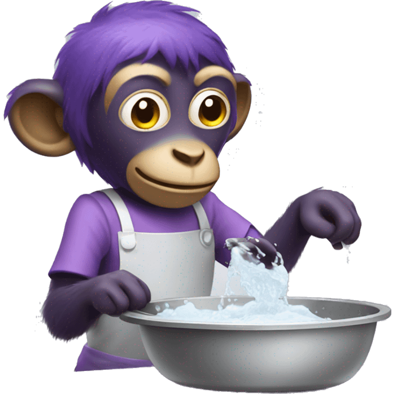 Purple monkey washing dishes emoji