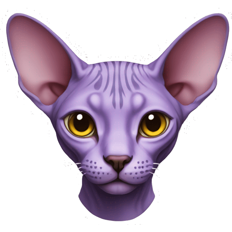 Purple sphynx cat head emoji